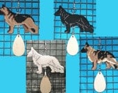 1 German Shepherd Dog crate tag - hang anywhere needlepoint art Choose from Multiple Colors, Magnet option