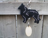Belgian Sheepdog crate tag dog - hang anywhere, Magnet Option, kennel sign decor hand stitched original art by canine artisan