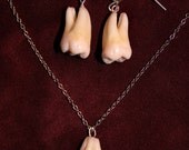 Wisdom Tooth Jewelry - Earring and Necklace Set Made from YOUR OWN REAL TEETH