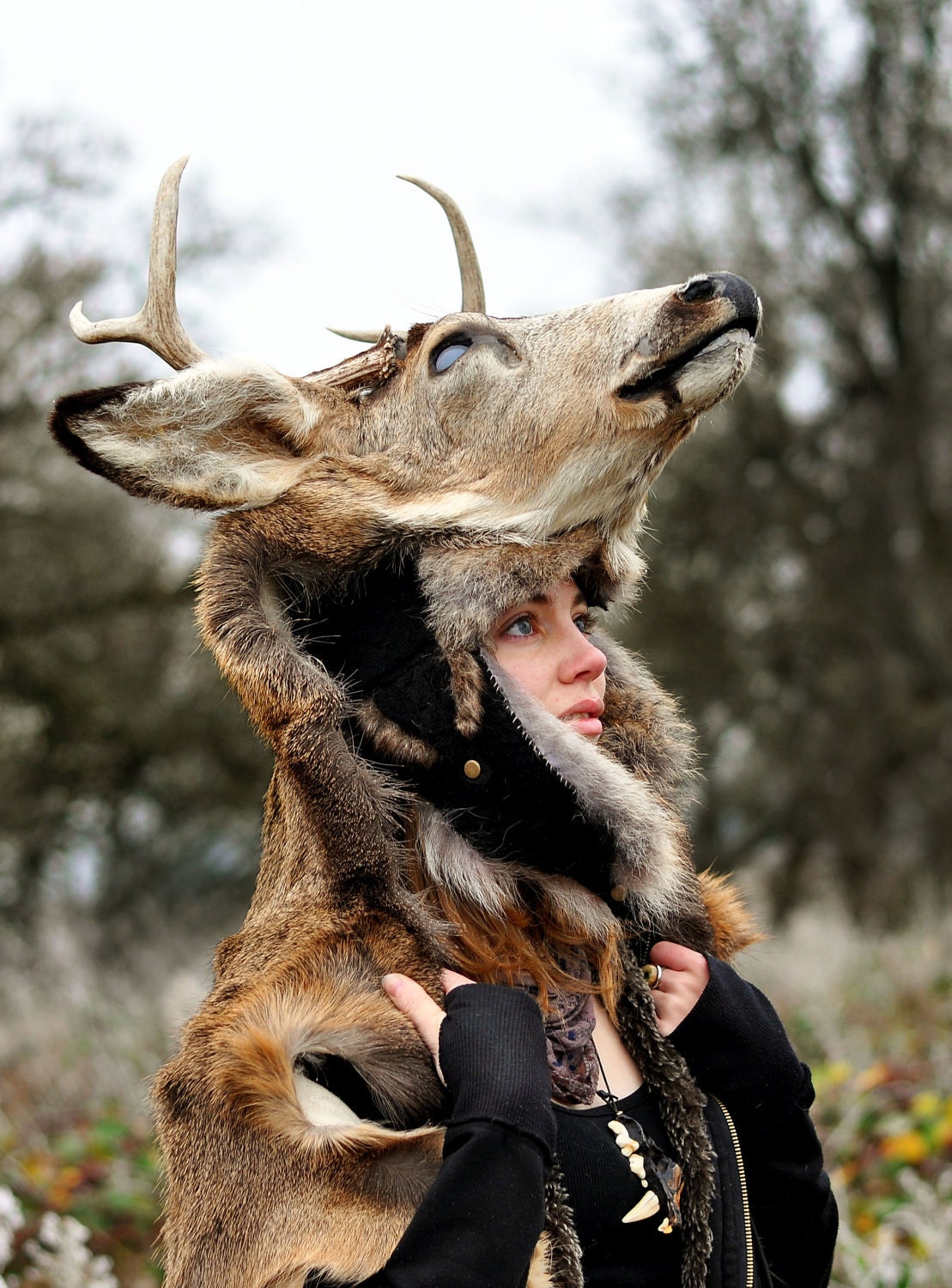 RESERVED - Full Pelt Genuine Mule Deer Headdress with Mounted Head