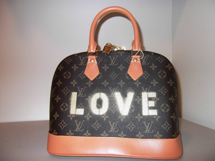 BIG BLOCK LETTERS: Love Louis Vuitton Inspired Handbag - Made to Order - Spray Painted - Wearable Art