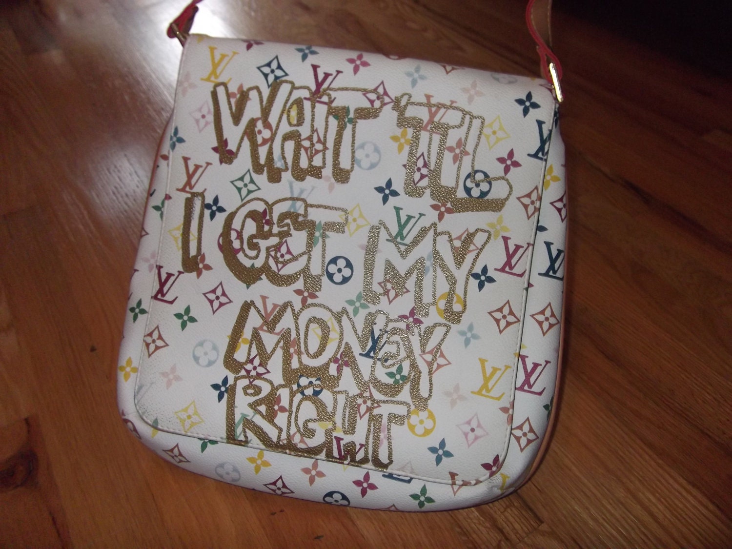 SALE - CAN'T Tell ME - Kanye West Tagged Multicolore Louis Vuitton Inspired Handbag - Original Design