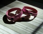 Breast Cancer Awareness Pink Leather Cuff  Women Girls Men Boys American Cancer Society