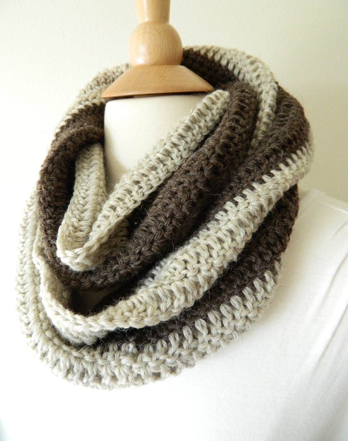 Scarf Cowl Neckwarmer Infinity - Oatmeal, Brown