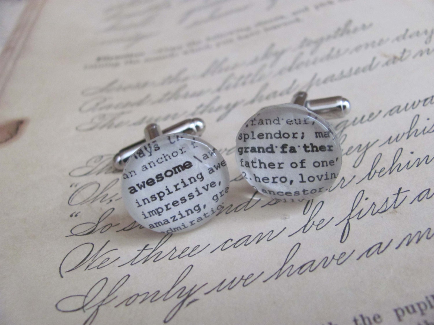 Awesome Grandfather Dictionary Cuff Links for Father's Day, Wedding, Christmas, Birthday Grandparent's Day by Kristin Victoria Designs