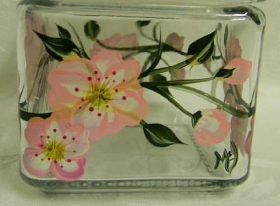 Cookie or candy Jar hand painted with pink cherry blossoms