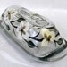 Covered Butter dish hand painted with ivory floral design