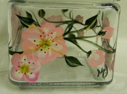 Cookie or candy Jar hand painted with pink cherry blossoms