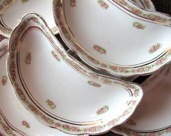 6 Antique Angelus Rose Homer Laughlin Bone Dishes