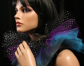 Three layer tulle collar neck cuff clown black purple blue halloween costume tie on -- SistersEnchanted