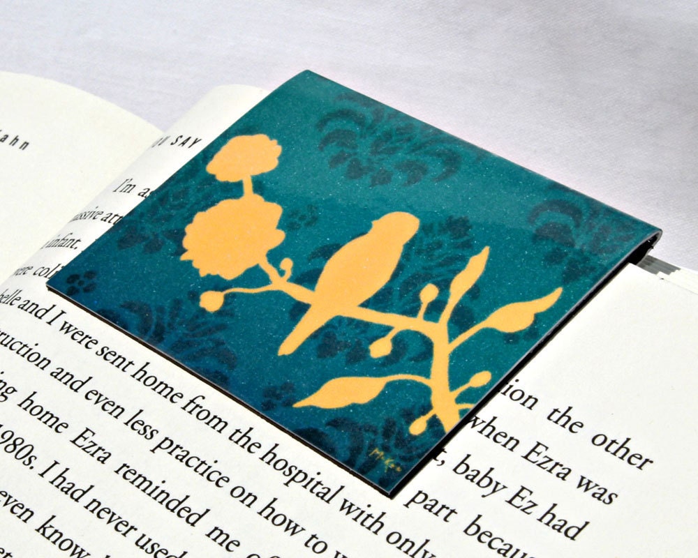 Magnetic Bookmark, Damask Bird, Book Lover Teacher Gift, Wedding Party Favor
