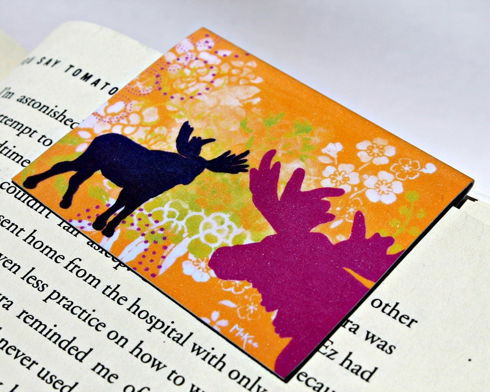 Magnetic Bookmark, Moose Lover, Teacher Gift, Reader Party Favor
