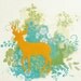 SALE Woodland Deer Print, Art Block, Mounted on bamboo, 5 x 5 inches