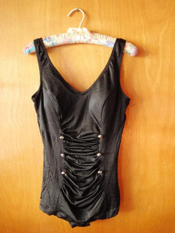 Vintage Black Swimsuit with Buttons (Women's Size Medium) SALE