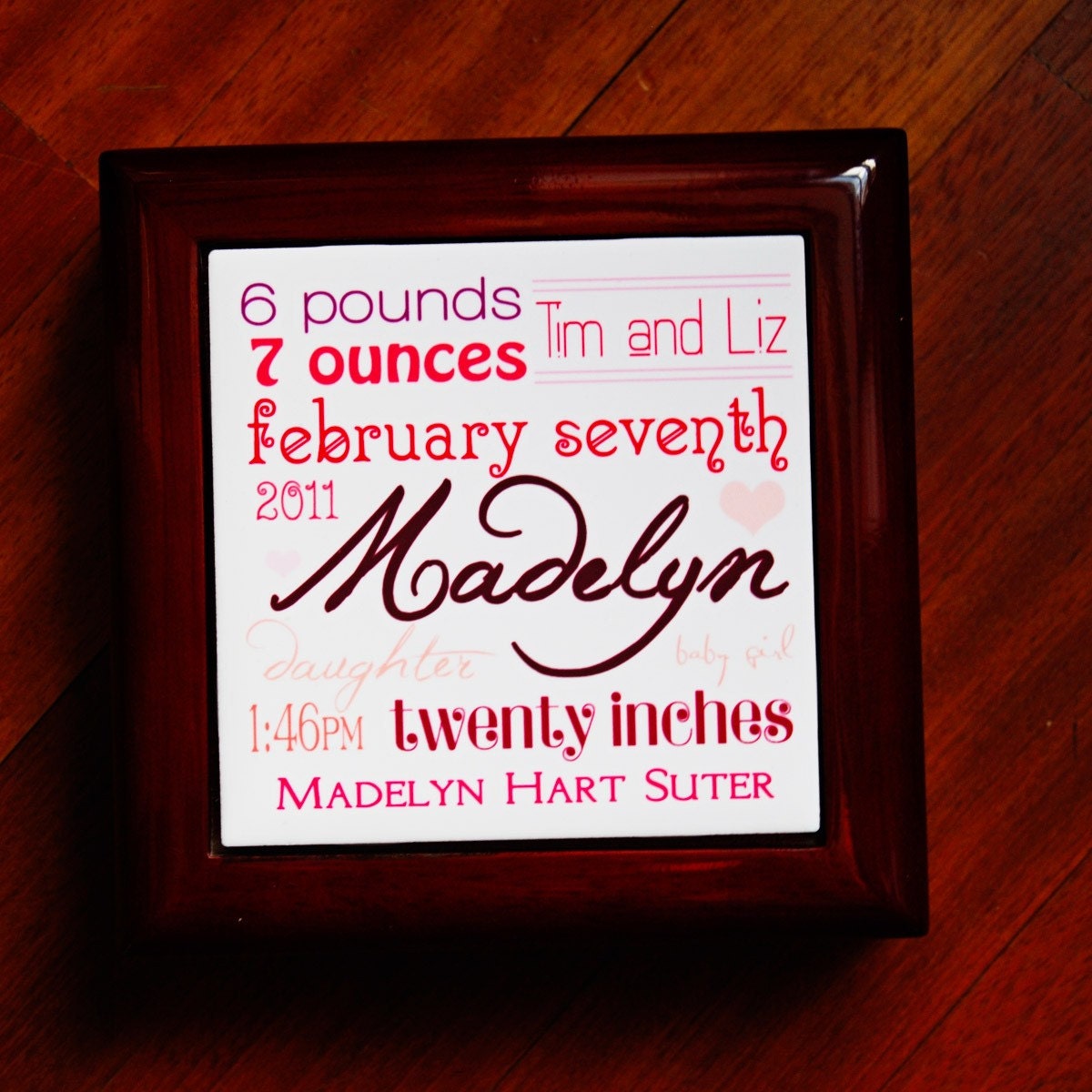Personalized Newborn Tile with Keepsake Box