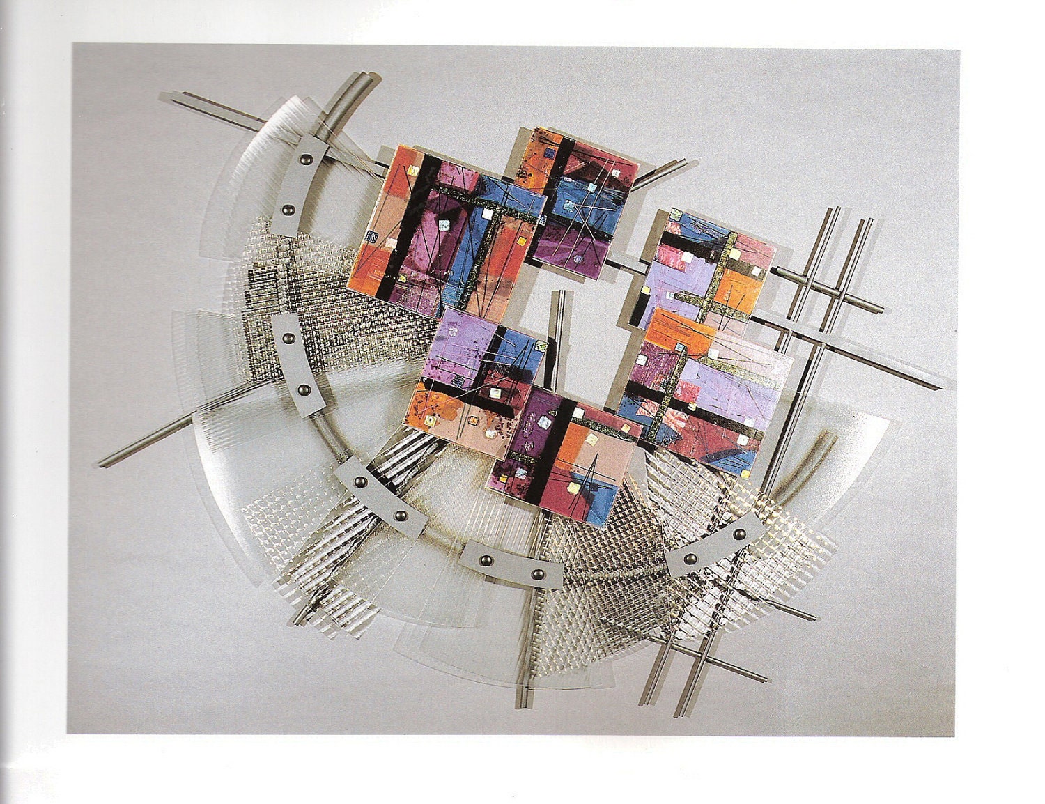Stunning Industrial 6ft. by 7ft.  Fused, Architectural Glass & Aluminum Sculpture by Roger Thomas