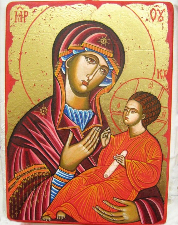 Mary with Christ child - 11.5 by 15.7 handpainted icon