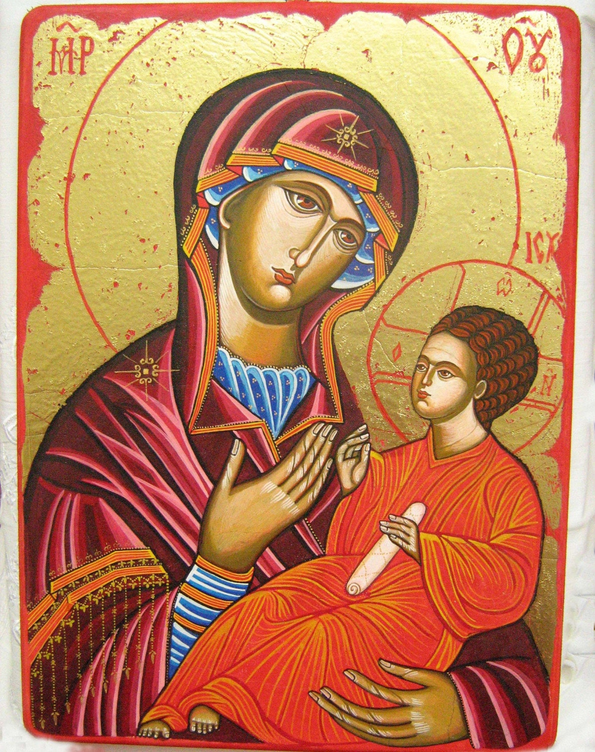 Mary with Christ child - 11.5 by 15.7 handpainted icon