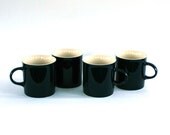 Vintage Navy and Cream Coffee Mugs. Stoneware. Epoch by Korea. Nautical. Sailor Blue. Classic. Preppy. Fireside Hot Chocolate. Set of 4. Vestiesteam. Rhapsody Attic on Etsy.
