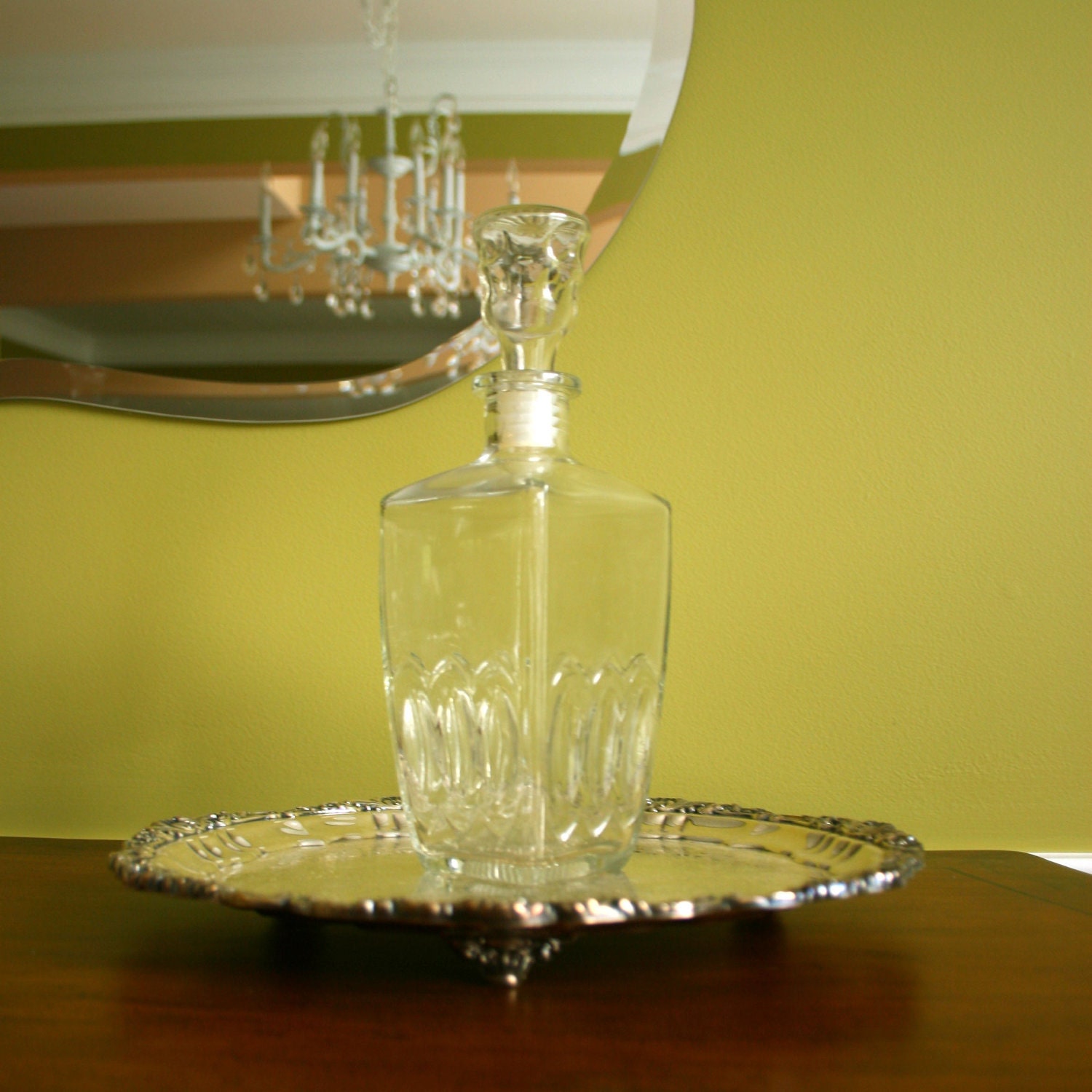 Vintage Decanter. Vintage Barware. Finial. Holiday Entertaining. Nightlife. Dining Room Buffet Decor. Wine. Cocktail. Serving. Geometric.