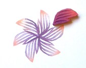 Large striped leaf or petal hand carved rubber stamp