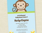 Custom My Little Monkey Boy - Baby Shower - Blue - 5 x 7 Personalized Printable Digital Invitation - Personal Use Only