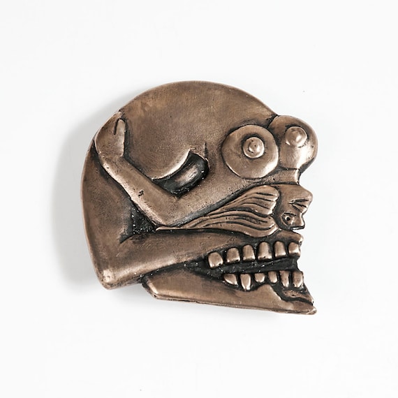 Brass Skull Lady Belt Buckle