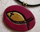 Easter purple ichthus necklace