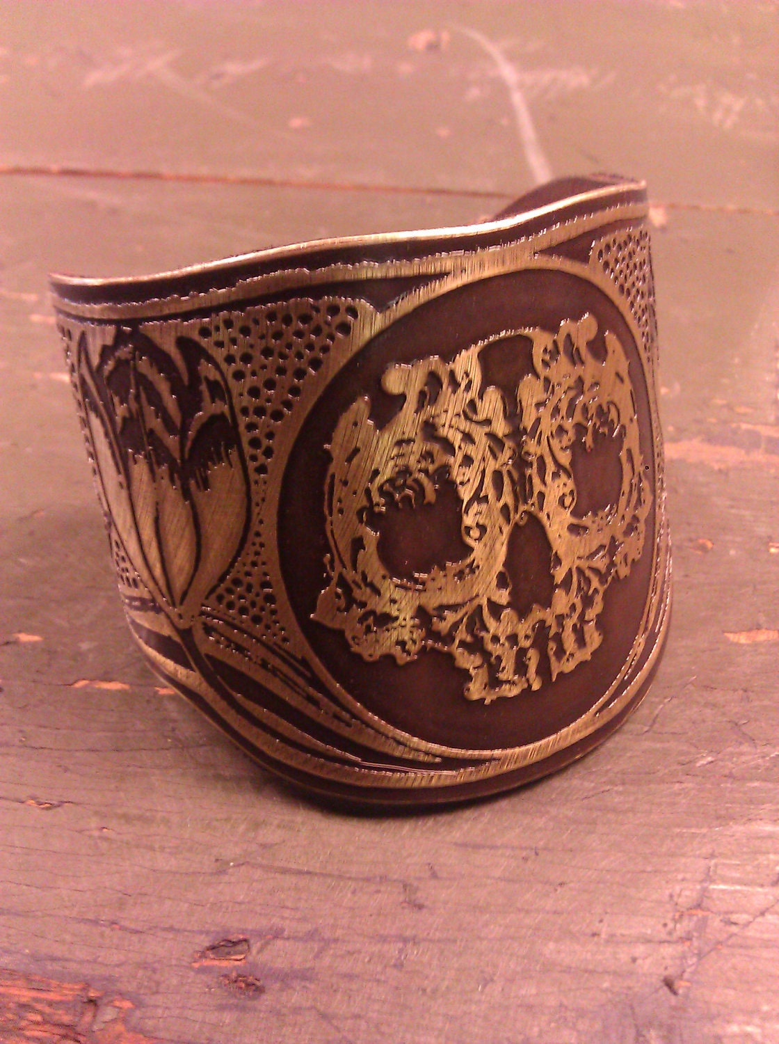 Brass Skull Cuff