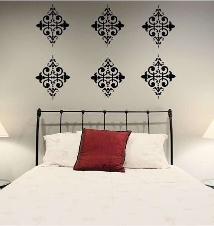 6 Damask Vinyl Wall Decals Sale