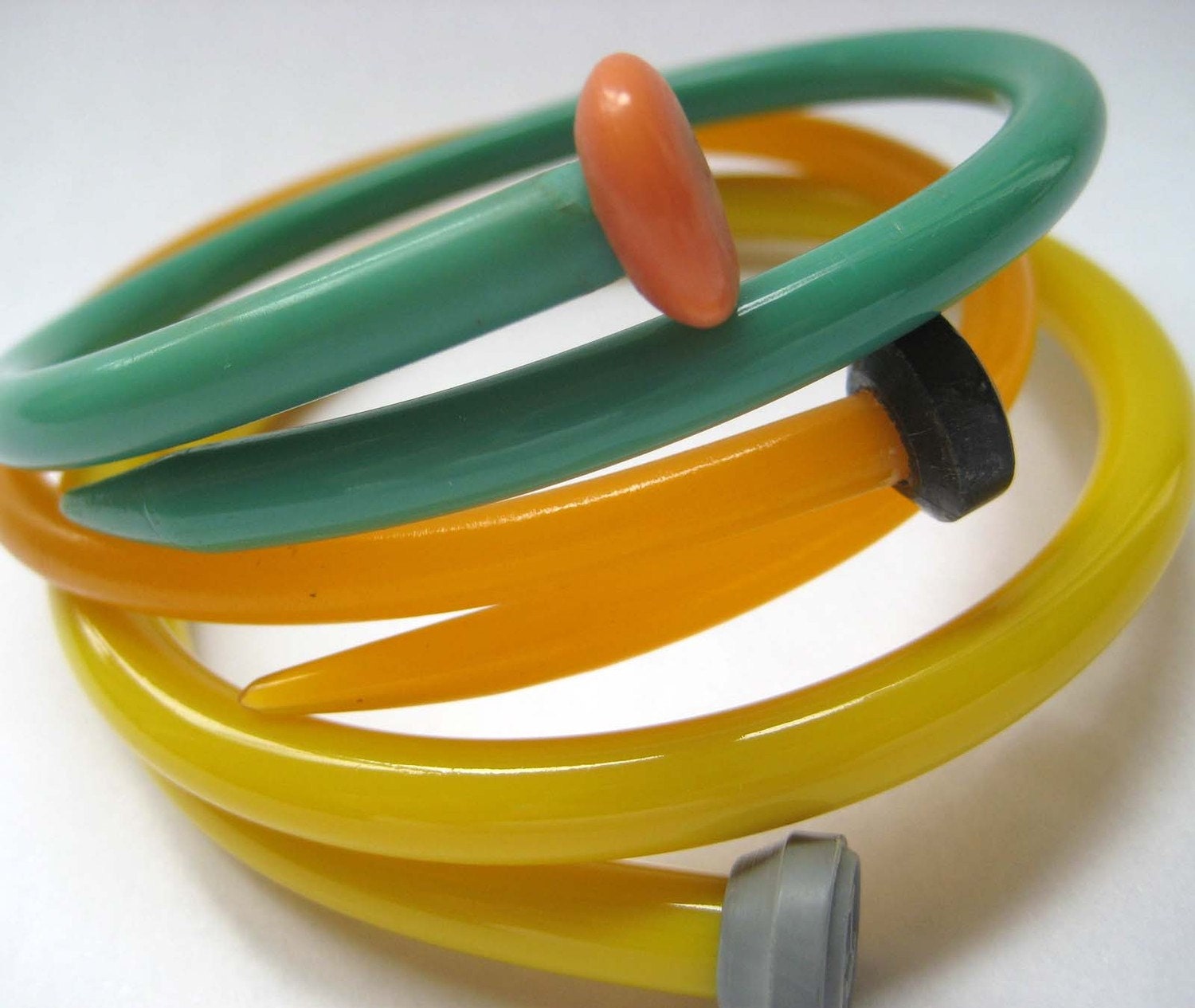 Vintage Knitting Needle Bracelets Upcycled Set Of 3 Citrus Cocktail - LARGE / XL