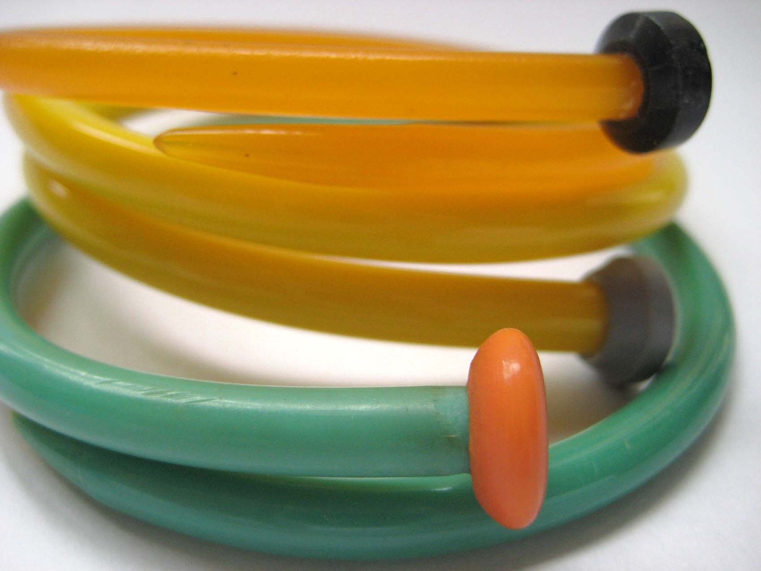 Vintage Knitting Needle Bracelets Upcycled Set Of 3 Citrus Cocktail - LARGE / XL