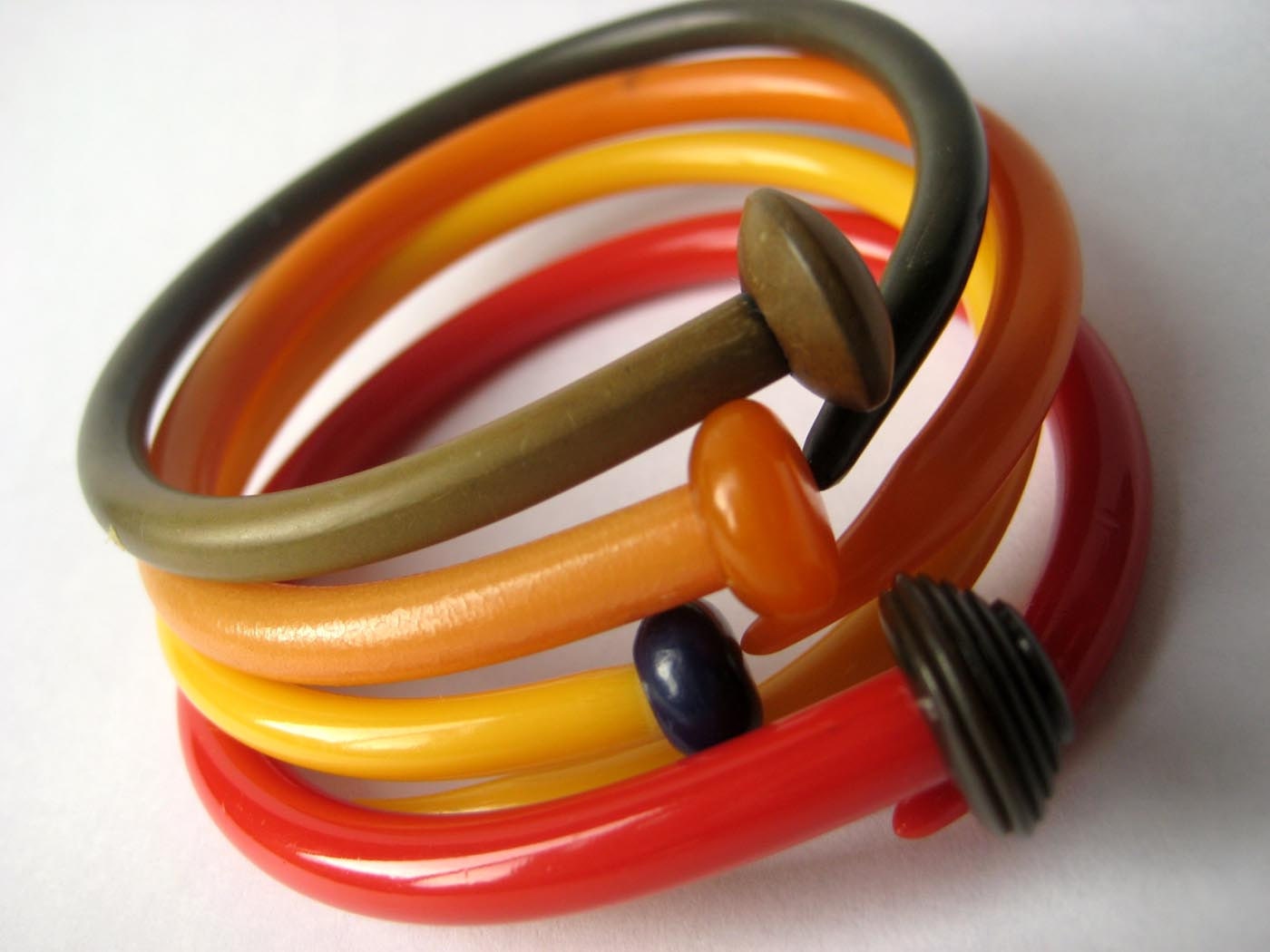 Vintage Knitting Needle Bracelets Autumn Leaves Small/ Med OOAK