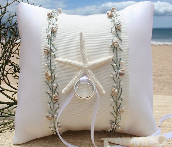 Beach Wedding Ring Pillow-Seaweed Green