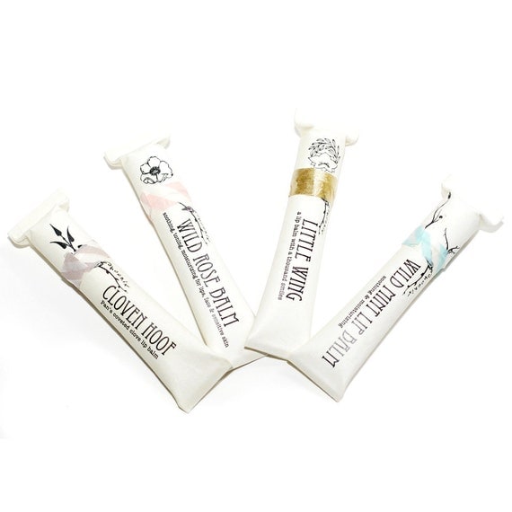 4 Lip Balms in Eco Friendly Tubes - herbal organic soothing and moisturizing