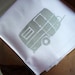 Tea Towel. Camper in Silver. Hand Screen Printed.