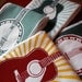 Tea Towel. Guitar. Red and Yellow. Hand Screen Printed.