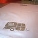 Tea Towel. Camper in Silver. Hand Screen Printed.