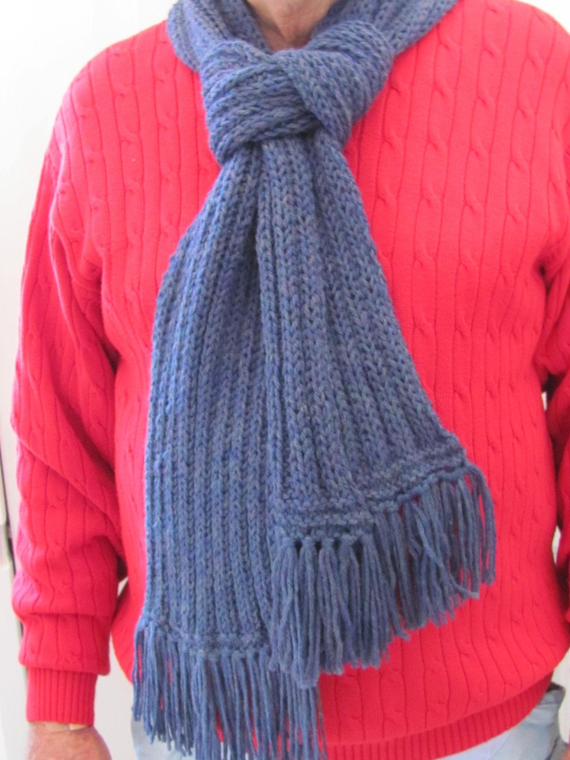 CUSTOM ORDER-GIABAO-Mens business scarf- bright yellow with 3 red stripes -ribbed pattern,with fringe