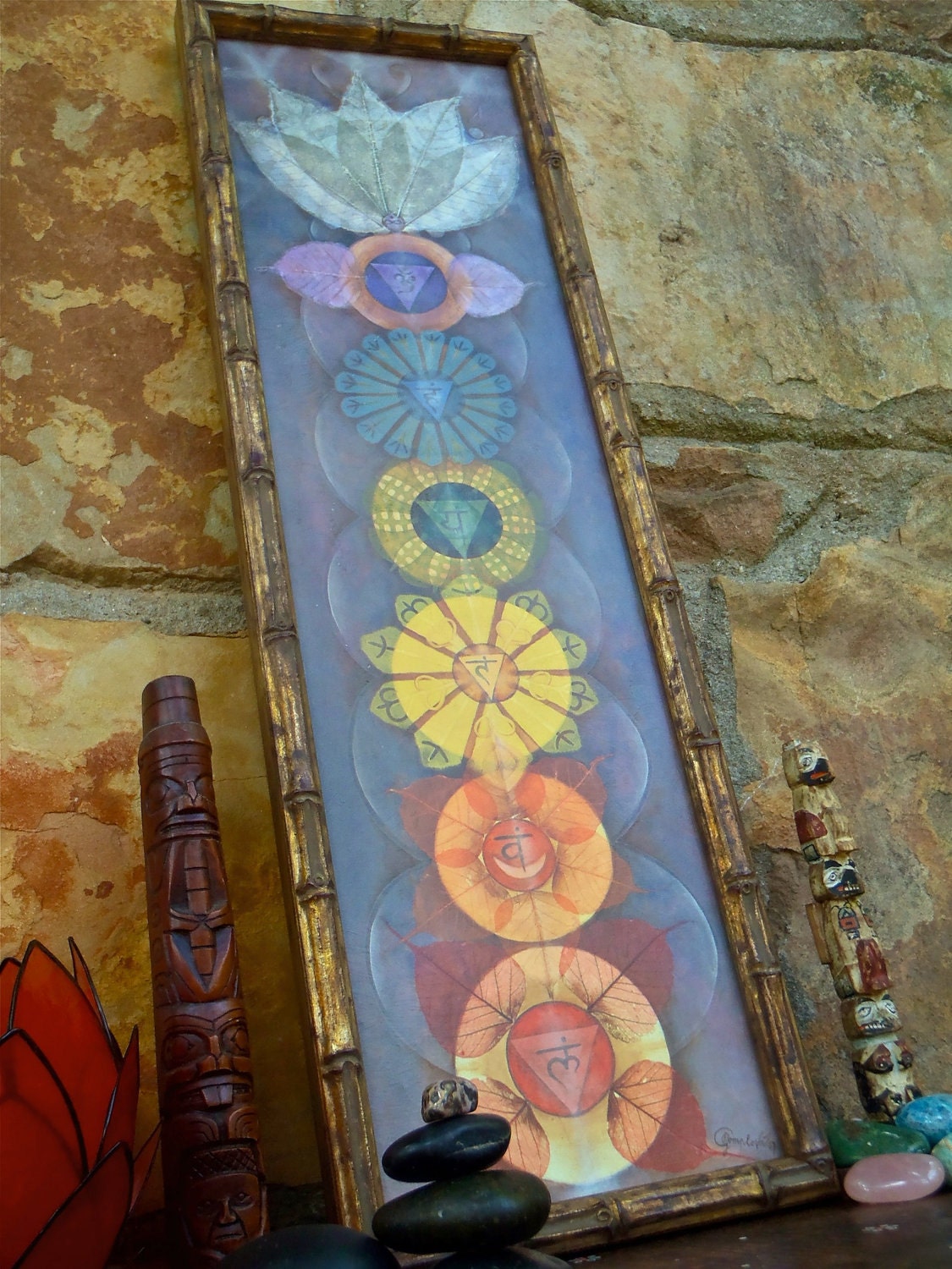 CHAKRAS painting yoga art reiki energy YOGA PAINTING spiritual painting framed painting prana art prints