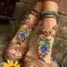 PEACOCK BAREFOOT sandals peacock feather beach wedding mykonos greek beads made to order hippie foot jewelry beach
