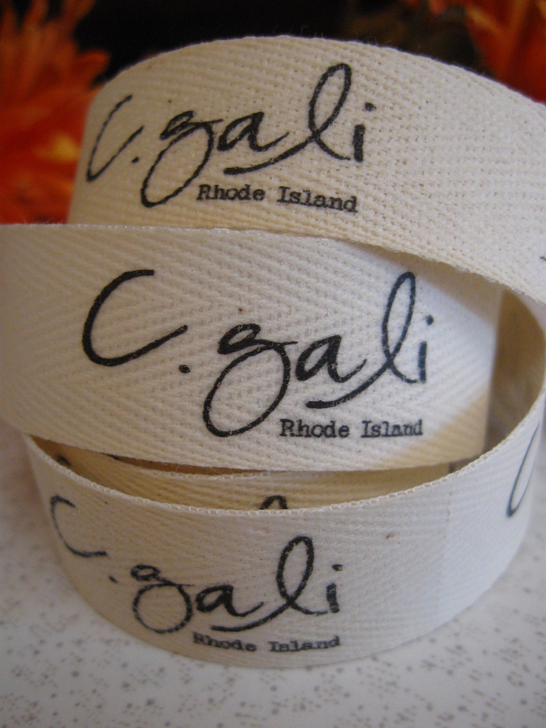 Twill Fabric Labels, three-quarter-inch ribbon, spool - uncut, natural or white