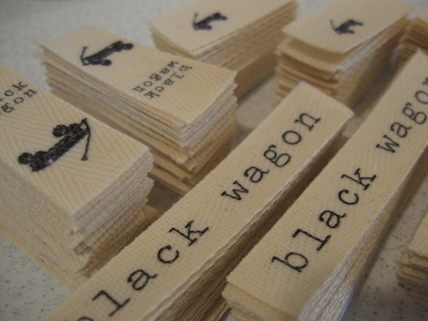 Twill Fabric Labels, half-inch ribbon - cut and fraychecked - natural or white