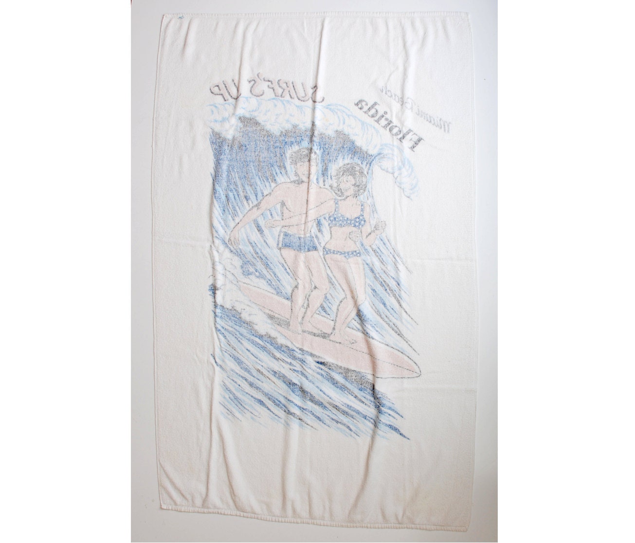 Vintage 60s Surfer Print Terry Beach Towel