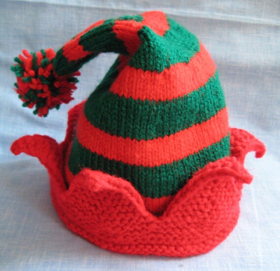 Items similar to handmade knit striped Christmas Elf Hat -- made to order on ...