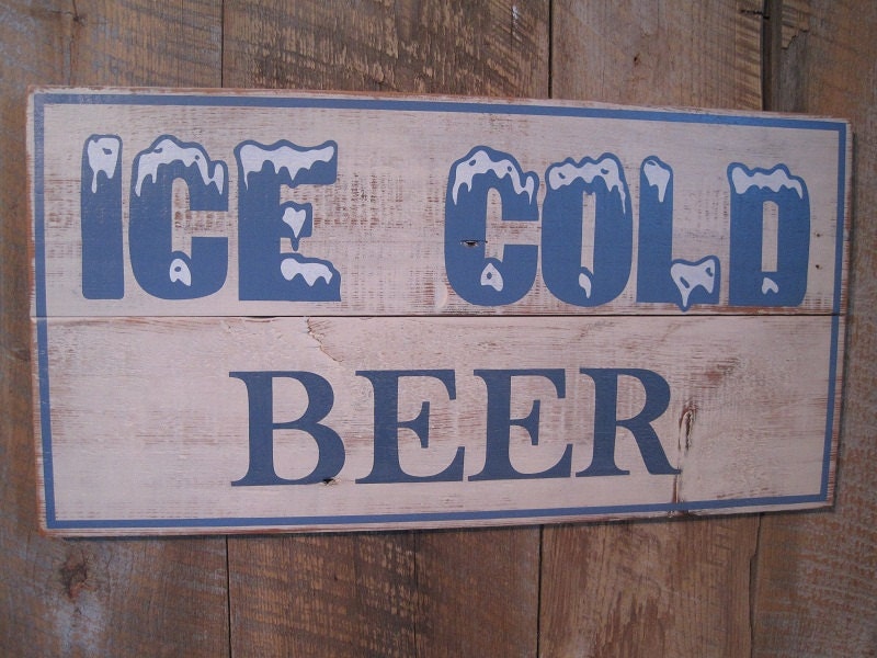 Ice Cold Beer - Wooden Sign
