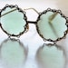 Vintage 1960s Green Disco Hipster Sunglasses Atomic Novelty Party Summer Women