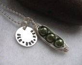 Mothers Pea Pod with Personalized Disc - childrens names or initials (24 color options) Two, three, four, or five Peas
