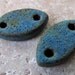 Ancient Blue Grotto Canoe Connector Beads - Handmade Ceramic Beads