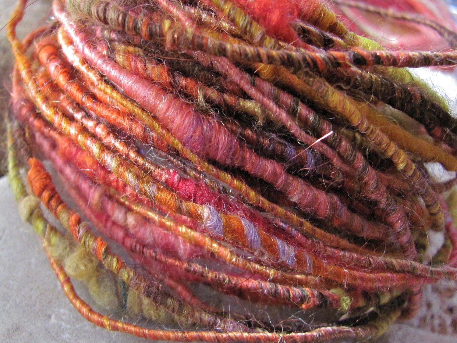 Orange Tango FiberWire - Handspun Art Wire for Jewelry - 3 FEET